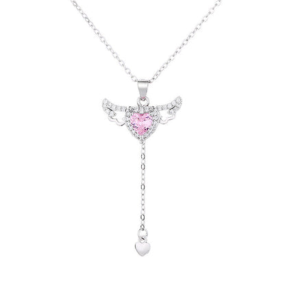 Sterling Silver Luxury Angel Moving Wings Necklace