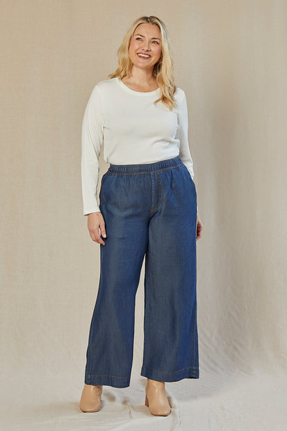 Breezy Regular Length Relaxed Tencel Pant in Mid Wash