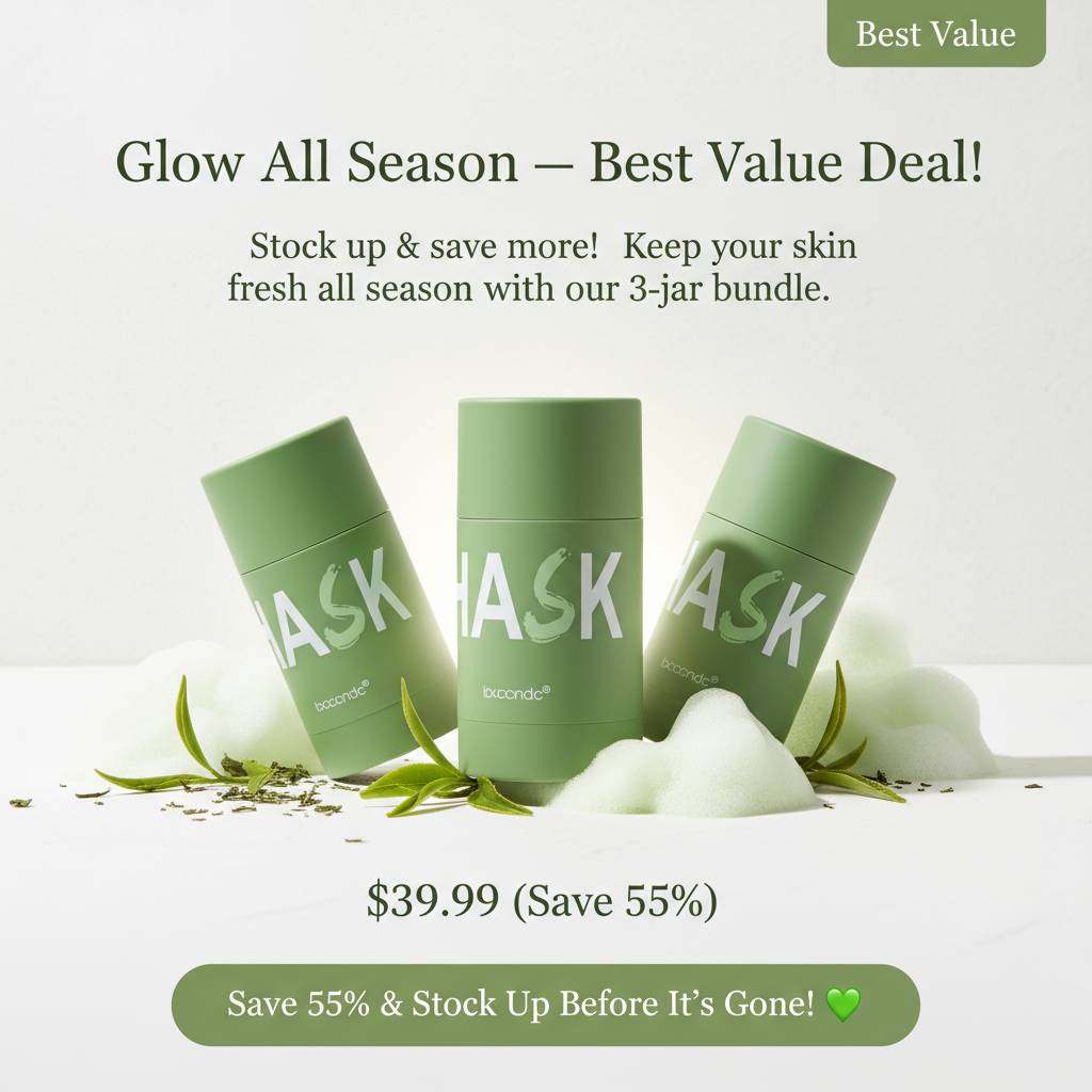 Green Tea Clay Stick – “Deep cleanse, remove blackheads, control oil, brighten skin.