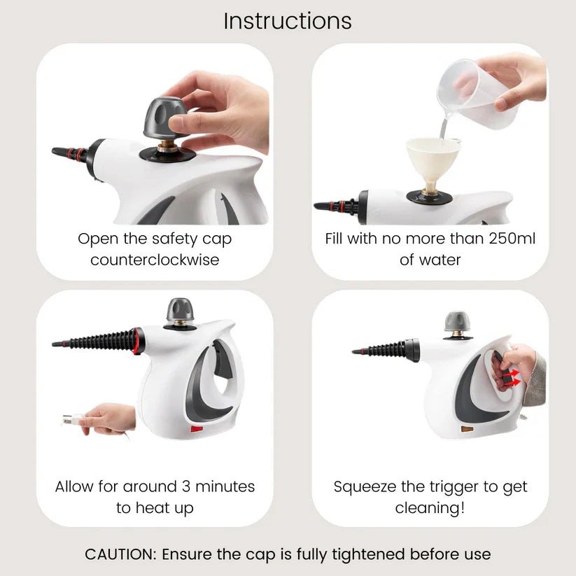 PureSteam Pro -Pressurized Handheld Multi-Surface Natural Steam Cleaner with 12 pcs Accessories