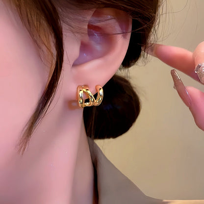 14K Gold-Plated Multi-Layer Stud Earrings
