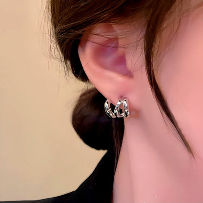 14K Gold-Plated Multi-Layer Stud Earrings