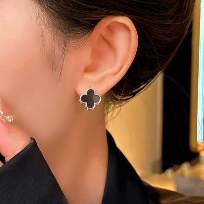 14K Gold-Plated Four-Leaf Clover Double-Sided Earrings