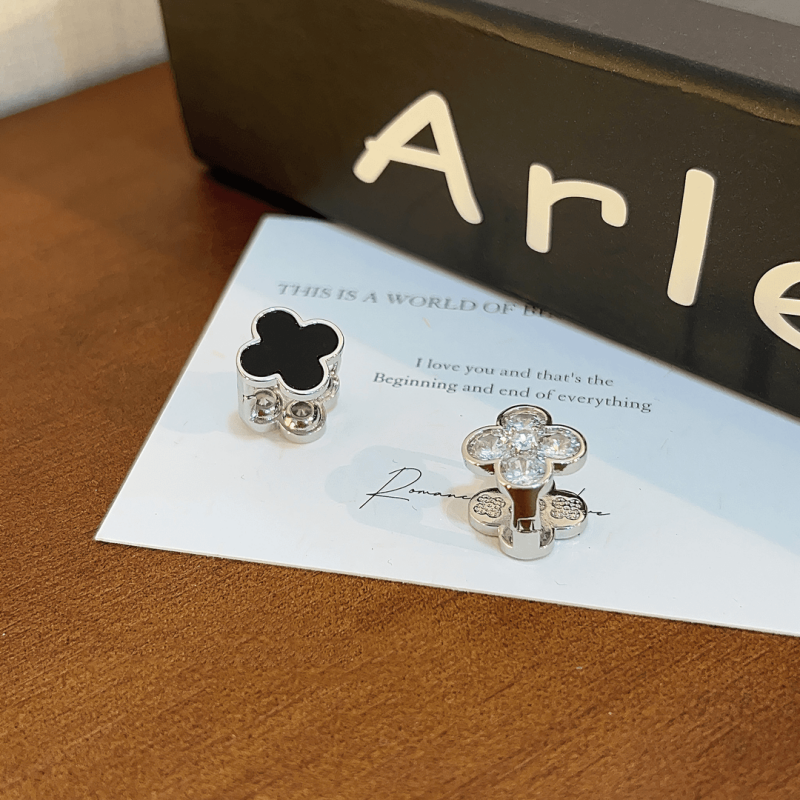 14K Gold-Plated Four-Leaf Clover Double-Sided Earrings