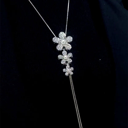 14K Gold-Plated Adjustable Flower Sweater Chain Necklace
