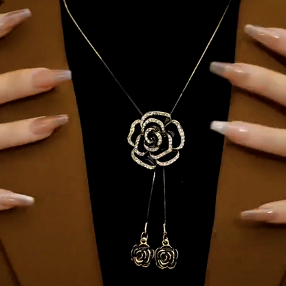 14K Gold-Plated Adjustable Rose Sweater Chain Necklace