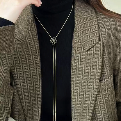 14K Gold-Plated Adjustable Rose Tassel Necklaces