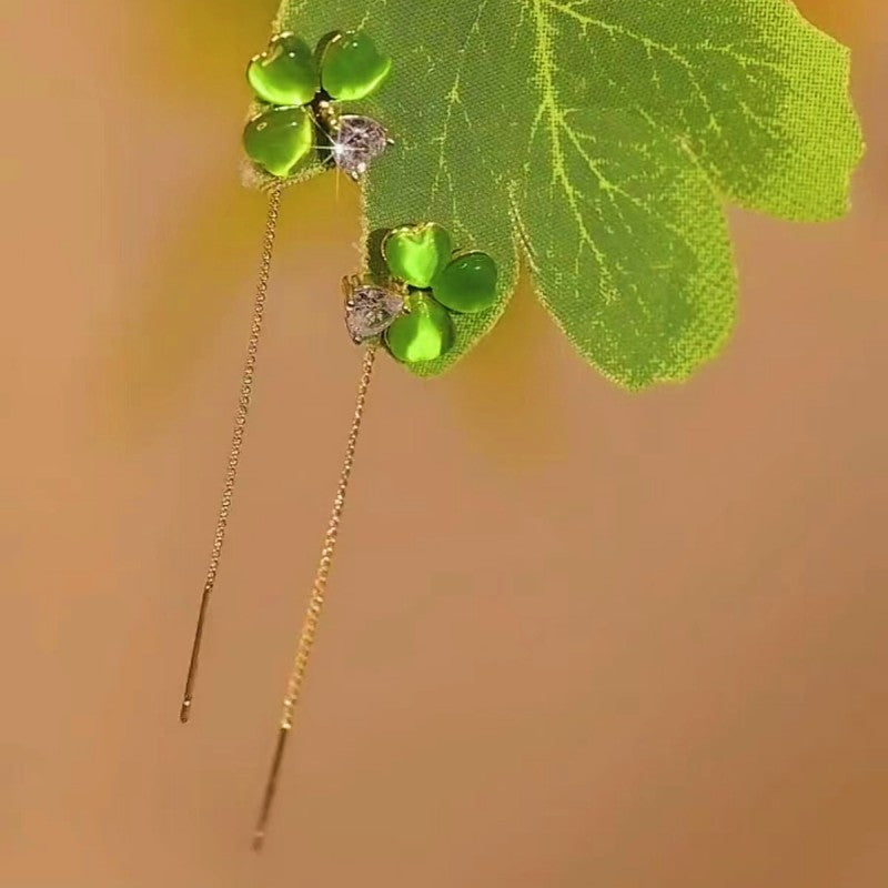 14K Gold-plated Leaf Threader Earrings