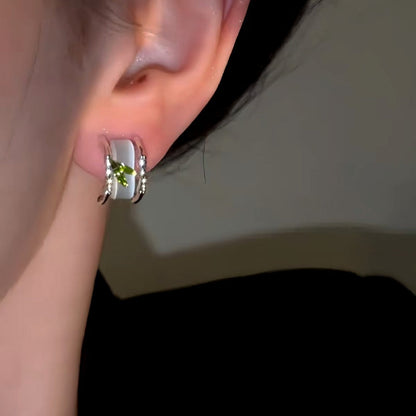 14K Gold-Plated Bamboo Leaf Cat's Eye Earrings