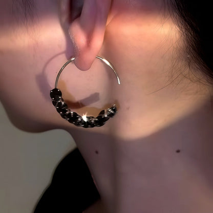 14K Gold-Plated Black Diamond Threader Earrings