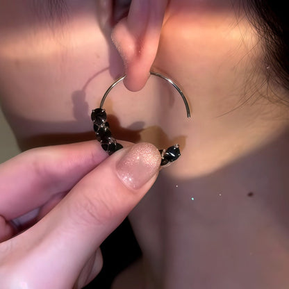 14K Gold-Plated Black Diamond Threader Earrings