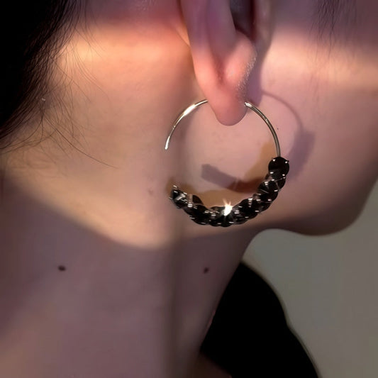 14K Gold-Plated Black Diamond Threader Earrings