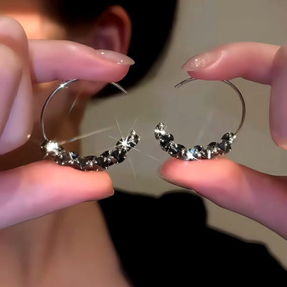 14K Gold-Plated Black Diamond Threader Earrings