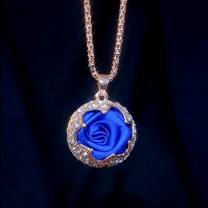 14K Gold-Plated Blue Rose Sweater Chain Necklace