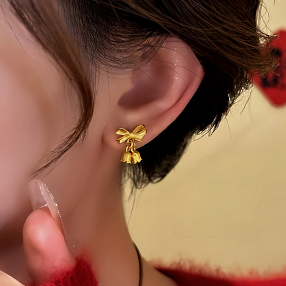 14K Gold-Plated Bow Orchid Flower Earrings