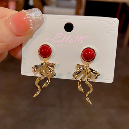 14K Gold-Plated Bow Tassel Earrings