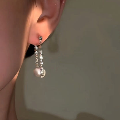 14K Gold-Plated Broken Silver Bead Tassel Earrings