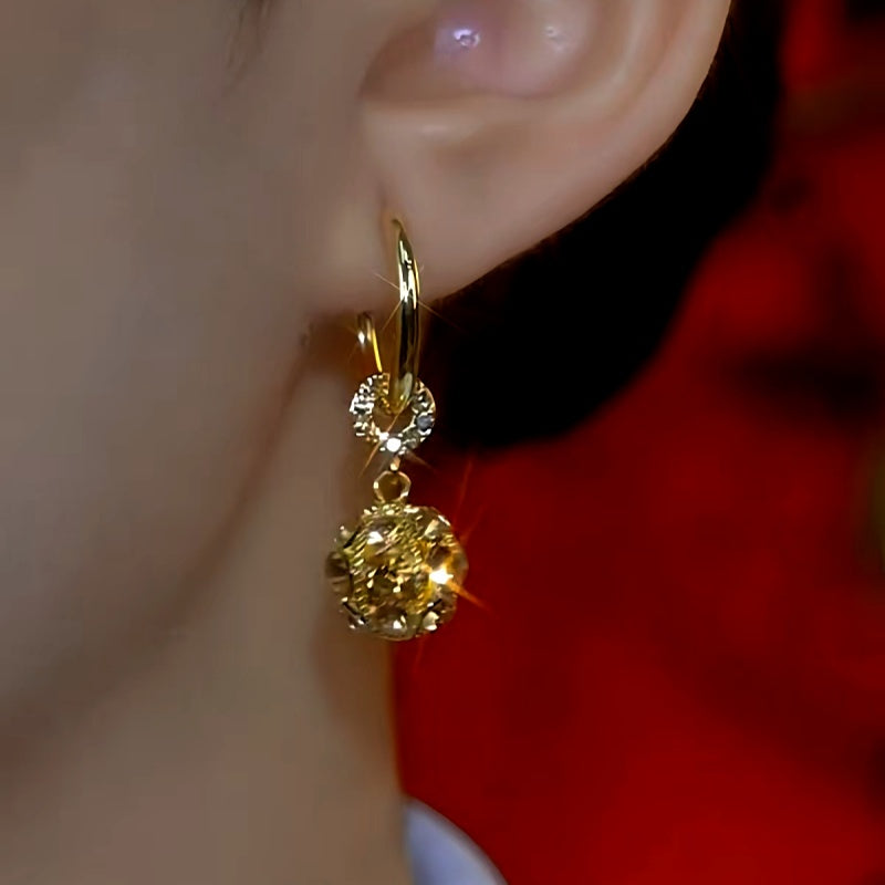 14K Gold-Plated Brown Diamond Ball Earrings