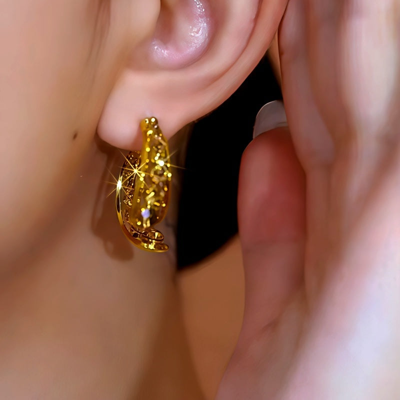 14K Gold-Plated Brown Diamond Front And Back Earrings