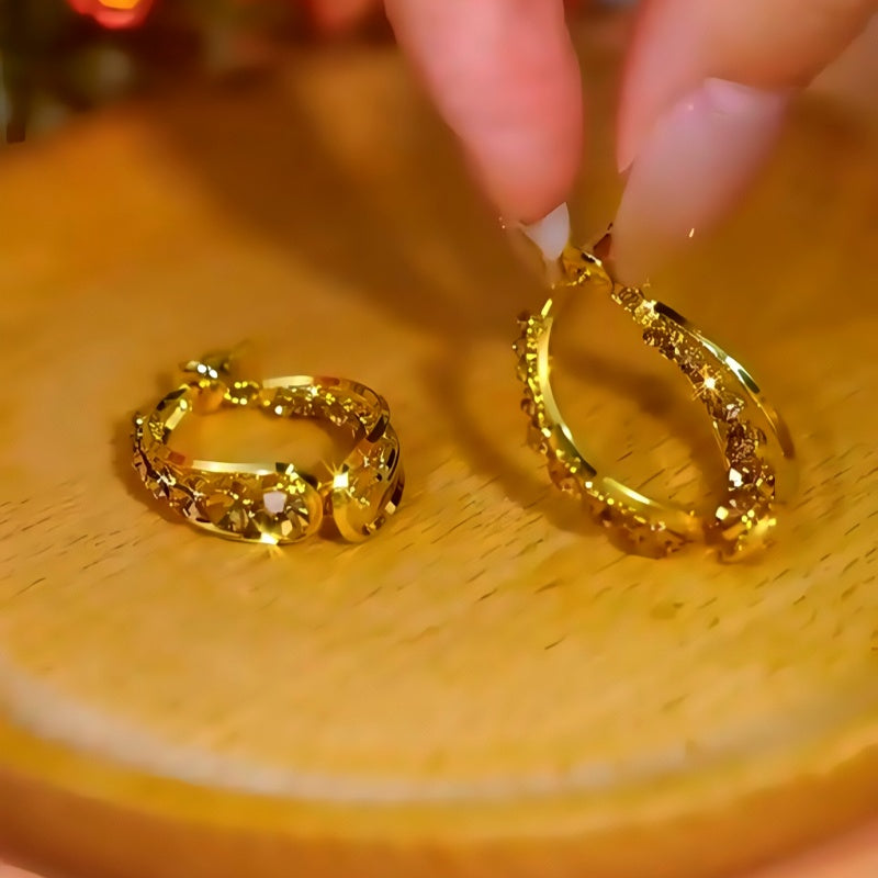 14K Gold-Plated Brown Diamond Front And Back Earrings