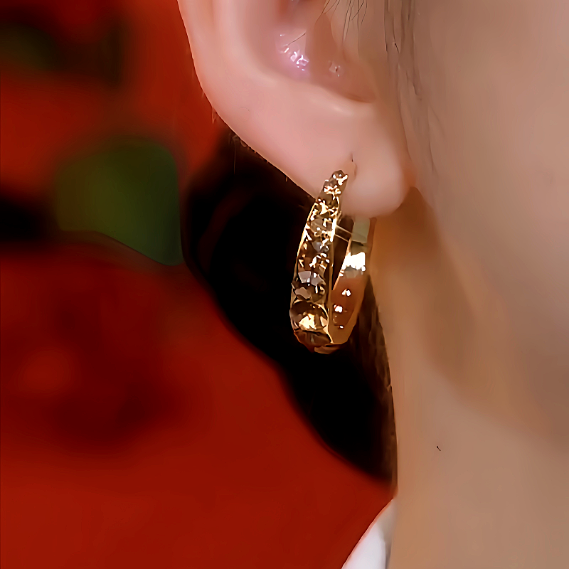 14K Gold-Plated Brown Diamond Hoop Earrings