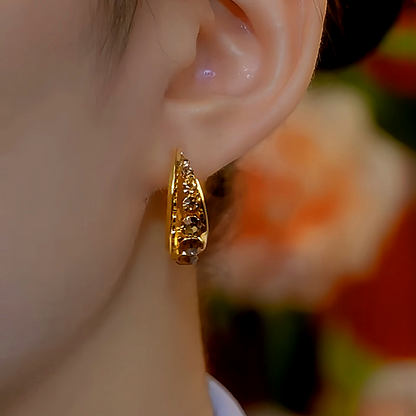 14K Gold-Plated Brown Diamond Hoop Earrings