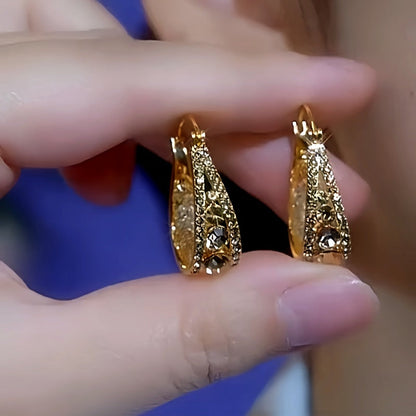 14K Gold-Plated Brown Diamond Mesh Water Drop Earrings