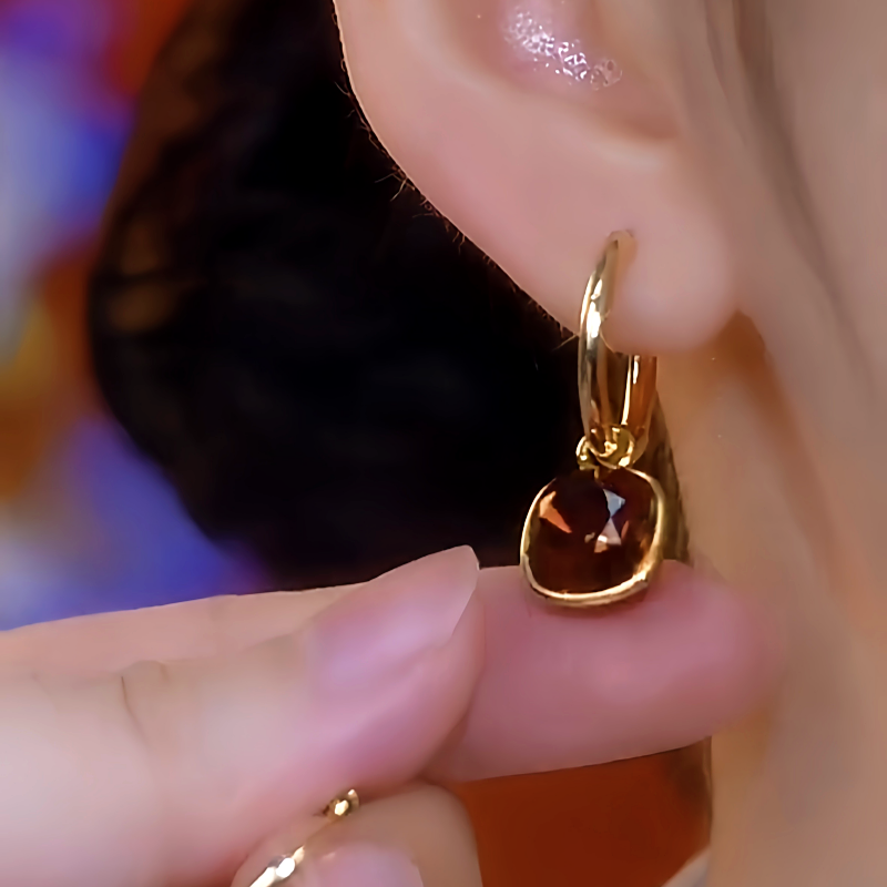 14K Gold-Plated Brown Diamond Oil Drop Earrings