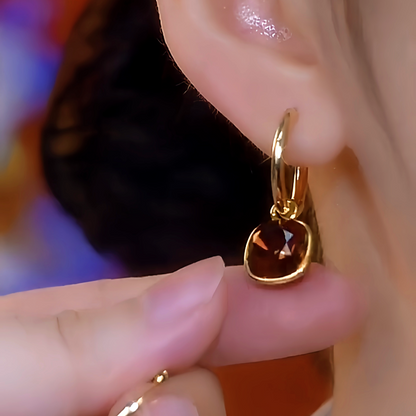 14K Gold-Plated Brown Diamond Oil Drop Earrings