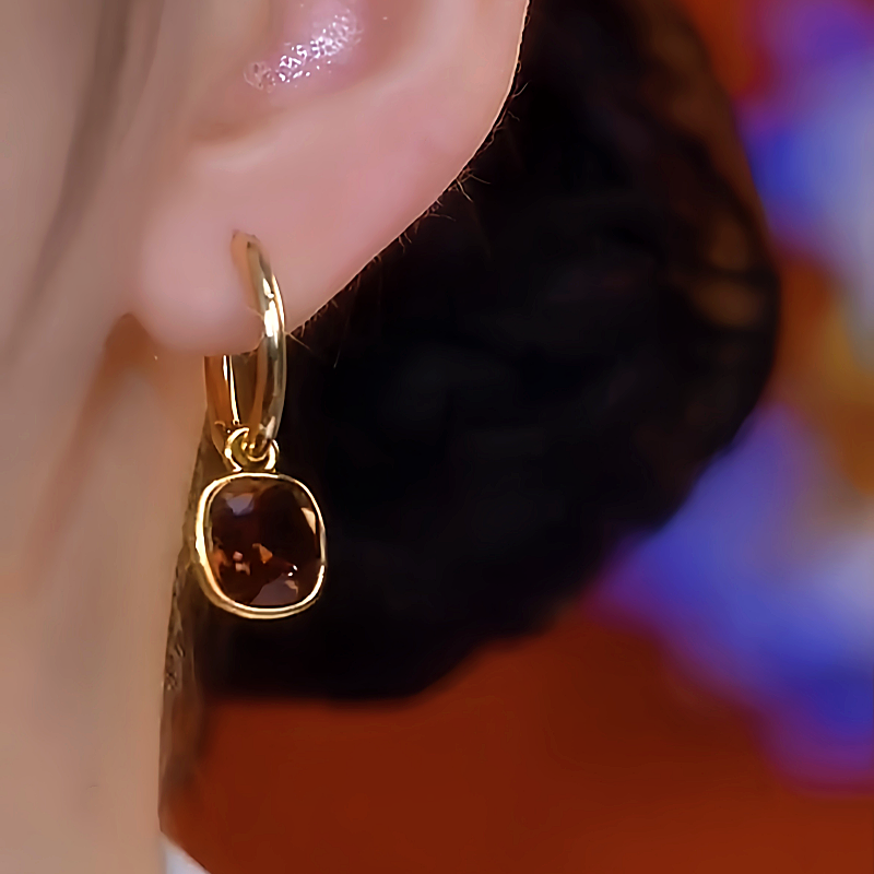 14K Gold-Plated Brown Diamond Oil Drop Earrings