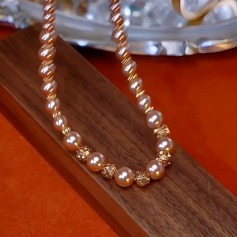 14K Gold-Plated Brown Diamond Pearl Necklaces