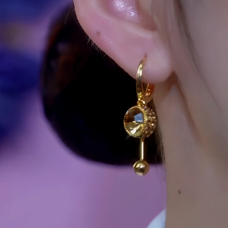 14K Gold-Plated Brown Diamond Tassel Earrings