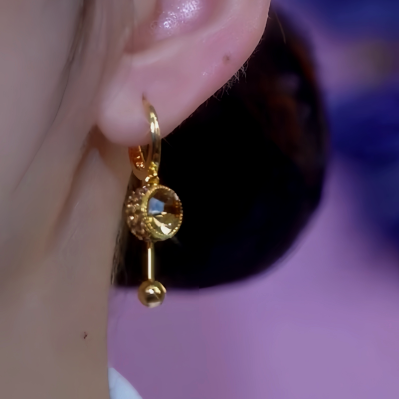 14K Gold-Plated Brown Diamond Tassel Earrings