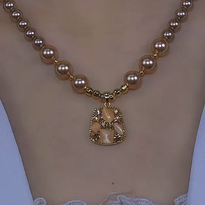 14K Gold-Plated Brown Zircon Bead Necklace