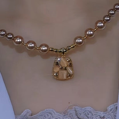 14K Gold-Plated Brown Zircon Bead Necklace