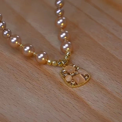 14K Gold-Plated Brown Zircon Bead Necklace