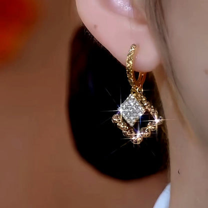14K Gold-Plated Brown Zircon Diamond Earrings