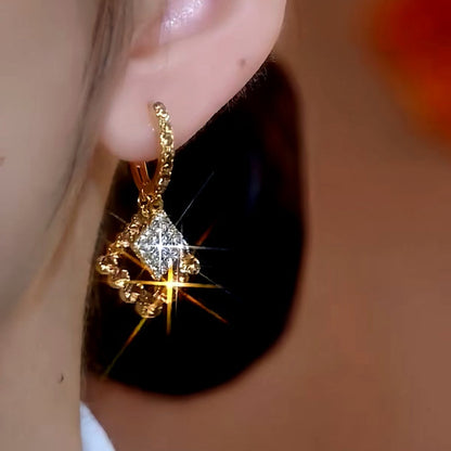14K Gold-Plated Brown Zircon Diamond Earrings