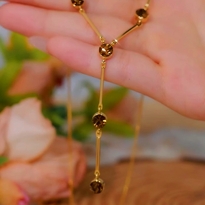 14K Gold-Plated Brown Zircon Necklace