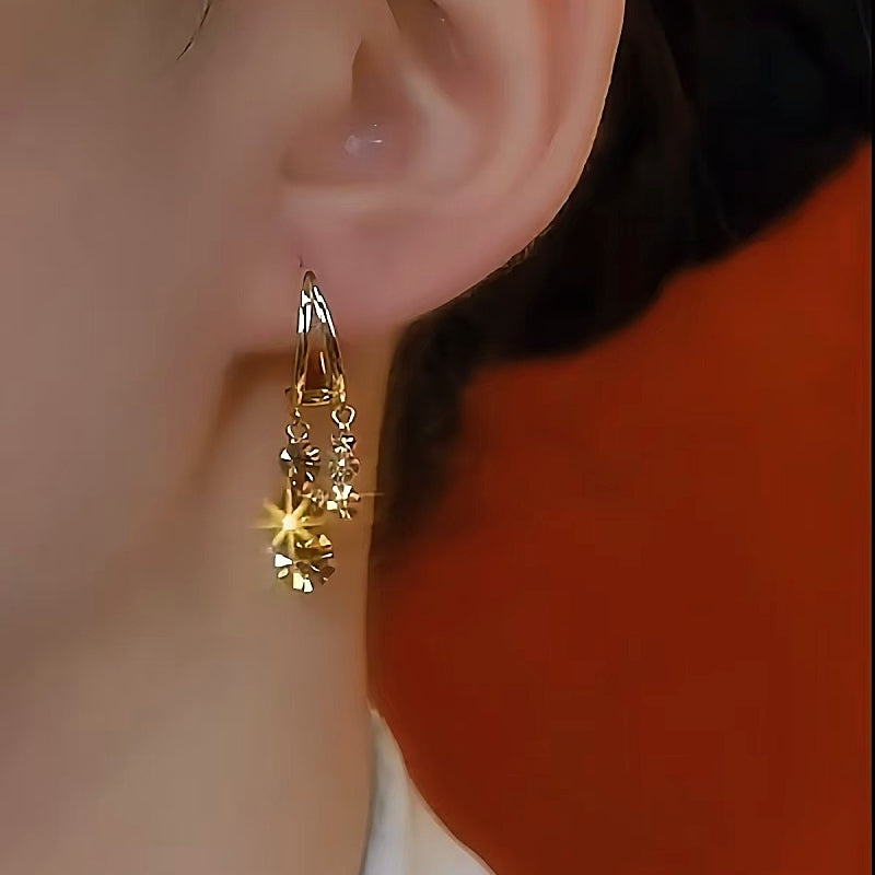 14K Gold-Plated Brown Zircon Tassel Earrings