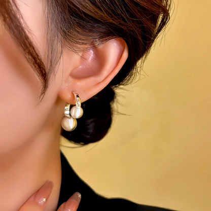 14K Gold-Plated Brushed Bead Earrings