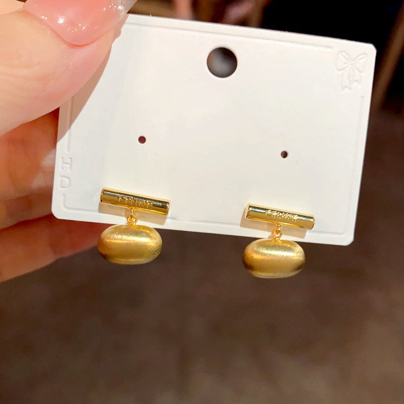 14K Gold-Plated Brushed Bean Earrings