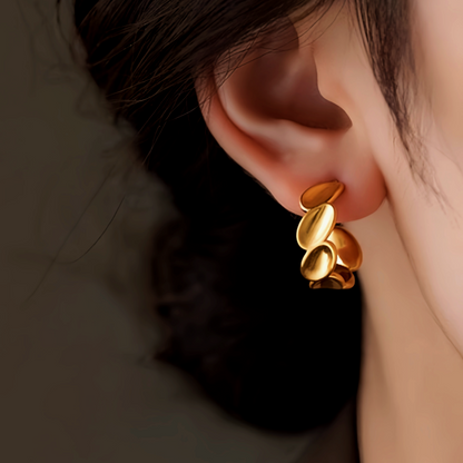 14K Gold-Plated Brushed C-Shaped Earrings