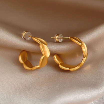 14K Gold-Plated Brushed C-Shaped Earrings