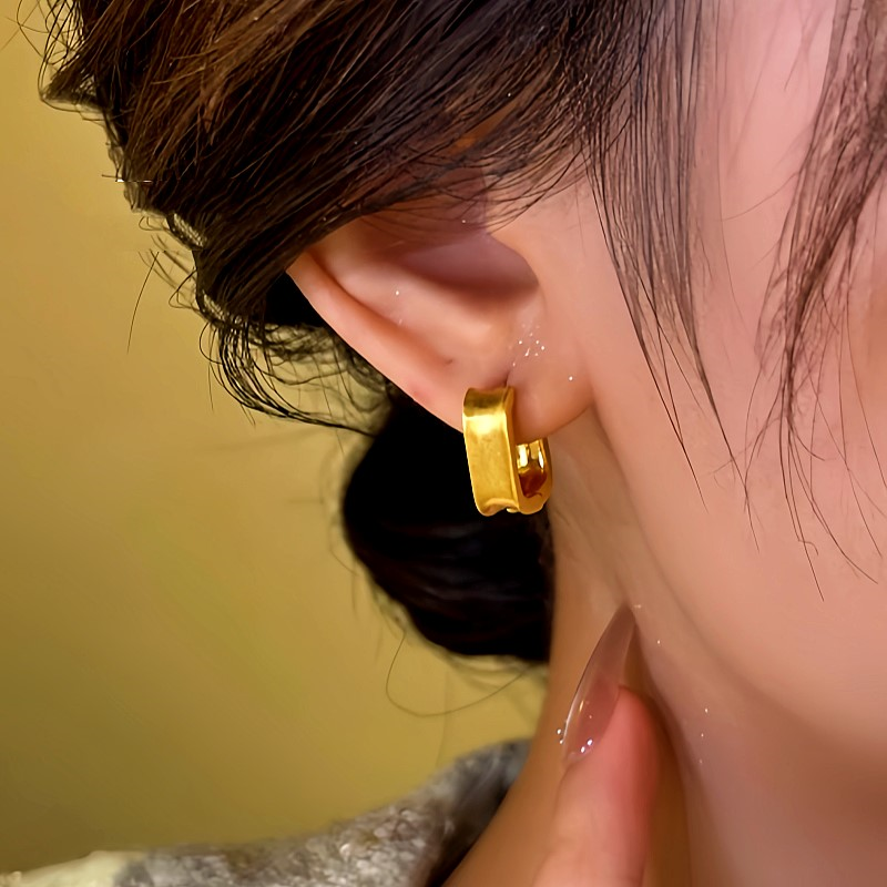 14K Gold-Plated Brushed Earrings
