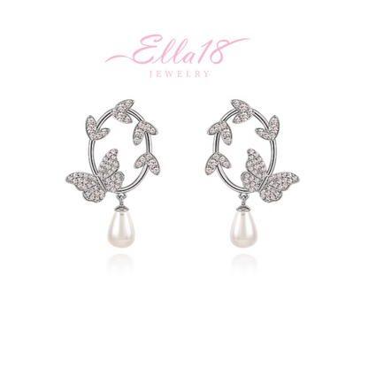 14K Gold-Plated Butterfly Pearl Earrings