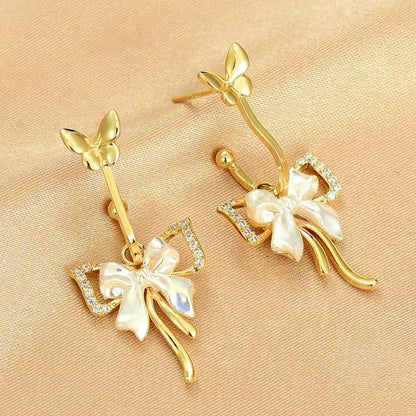 14K Gold-Plated Butterfly Tassel Earrings
