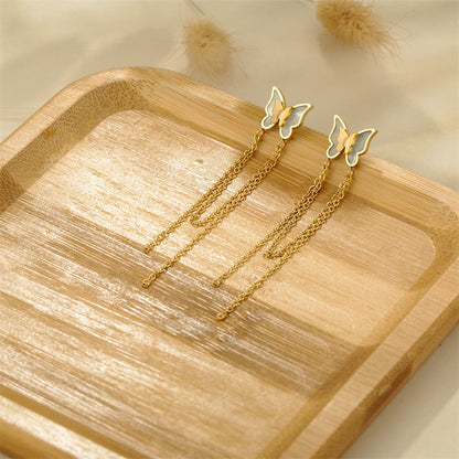 14K Gold-Plated Butterfly Tassel Earrings