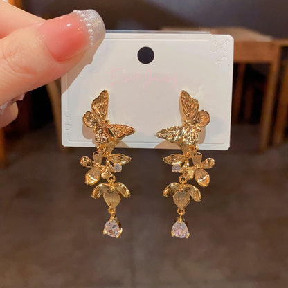 14K Gold-Plated Butterfly Tassel Earrings