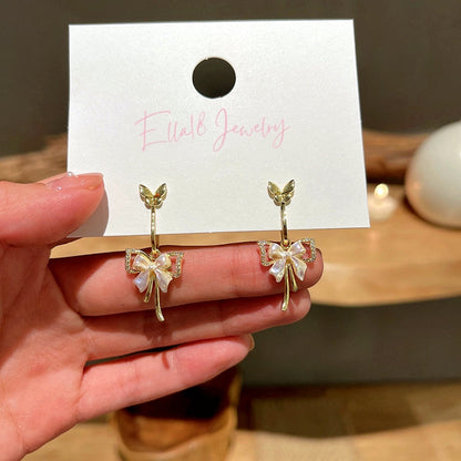 14K Gold-Plated Butterfly Tassel Earrings